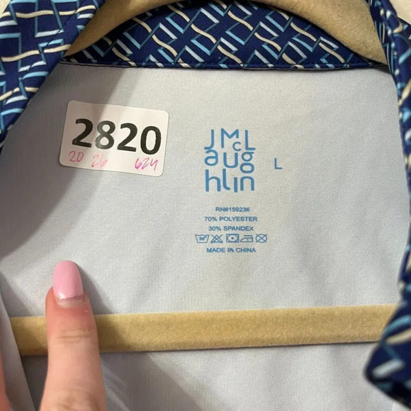 J McLaughlin Womens Blue Activewear Jacket Large Full Zip Windbreaker Geometric - Picture 2 of 11